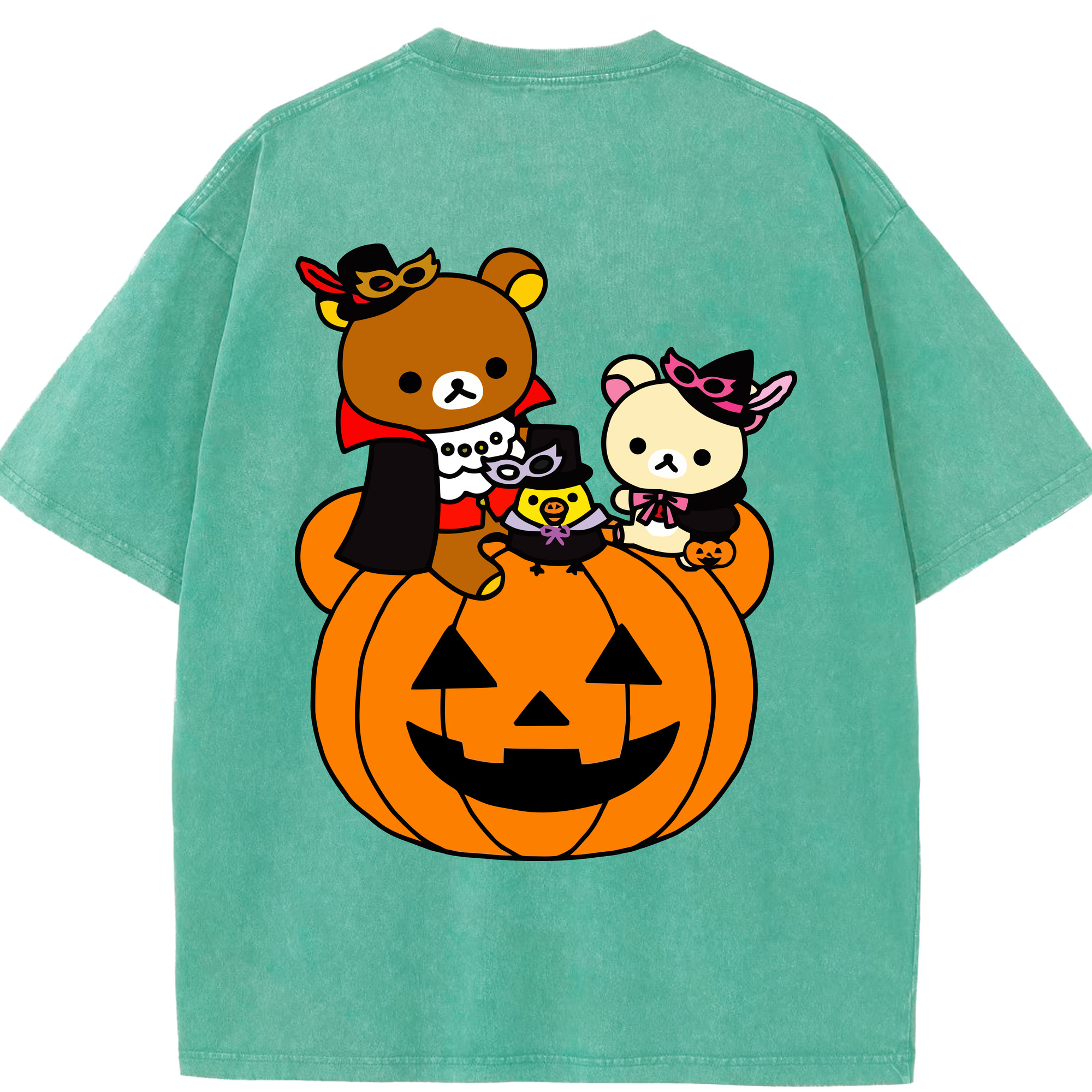 （画像用） リラックマ リラックマ キイロイトリ Rilakkuma Korilakkuma Kiiroitori 綿100% ヴィンテージ風 半袖Tシャツ（背面プリント）